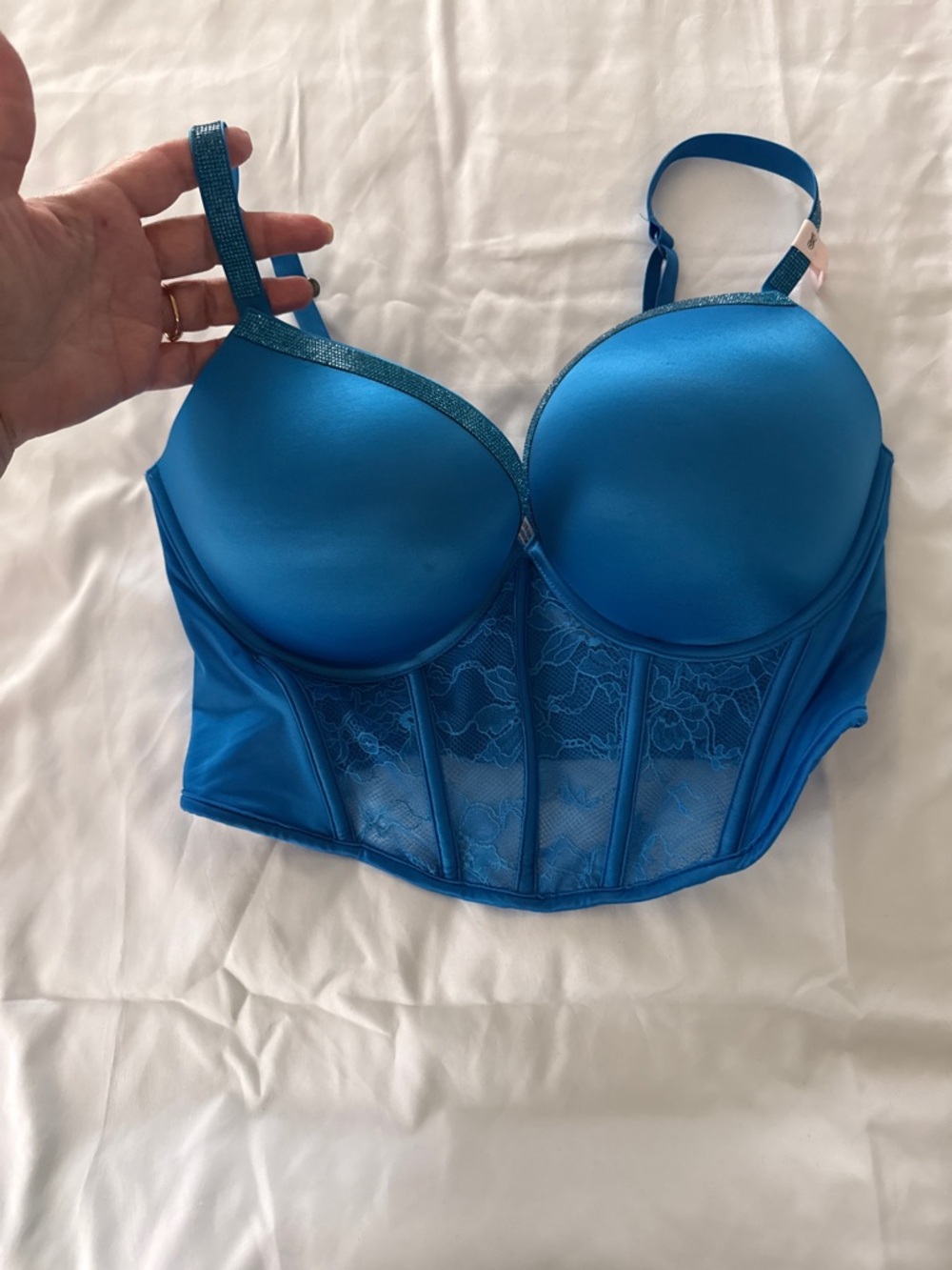 Victoria’s Secret Bombshell Push-Up Bustier Bra 36D Blue NWT
